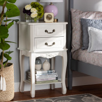 Baxton Studio ETASW-06-White-NS Gabrielle Traditional French Country Provincial White-Finished 2-Drawer Wood Nightstand